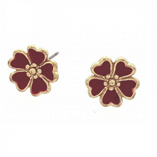 Oorbellen-Emaille-Bloem-Rood